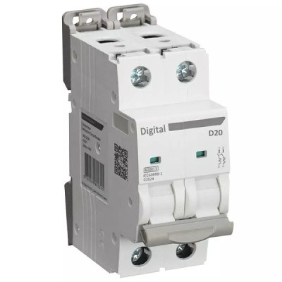 Digital Electric - Disjoncteur 2x20A - Courbe D - 6 kA - Réf : 02070
