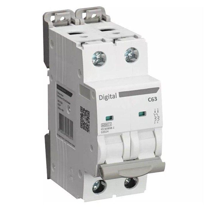 Digital Electric - Disjoncteur 2x63A - Courbe C - 6 kA - Réf : 02024