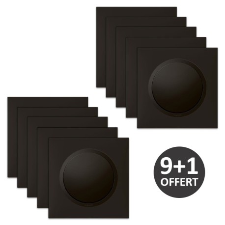 Legrand - Lot de 10 Interrupteurs ou va-et-vient complets noirs dont 1 OFFERT - Dooxie One - 10AX - Réf : 600201(10)
