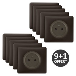 Legrand Céliane - Lot de 10 prises complètes 2P+T noires dont 1 OFFERTE - Finition affleurante - Réf : B0001(10)