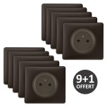 Legrand Céliane - Lot de 10 prises complètes 2P+T noires dont 1 OFFERTE - Finition affleurante - Réf : B0001(10)