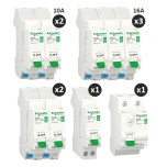 Schneider - Resi9 XE - Lot de 8 disjoncteurs + 1 interrupteur différentiel 63A - Embrochables - Réf : R9ERC263-P