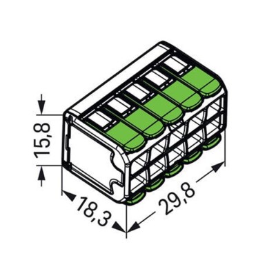 Wago - 15 bornes 221 Green Range 10x4mm² à leviers souples & rigides - Réf : 221-430(15)