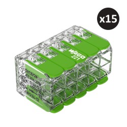 Wago - 15 bornes 221 Green Range 10x4mm² à leviers souples & rigides - Réf : 221-430(15)