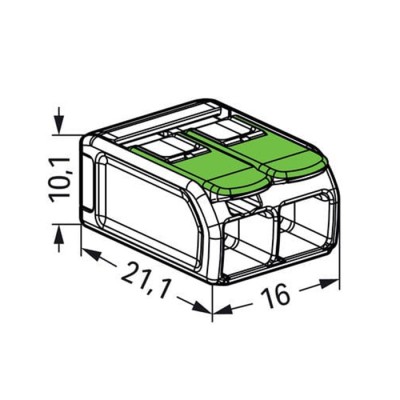 Wago - 50 bornes 221 Green Range 2x6mm² à leviers souples & rigides - Réf : 221-622(50)