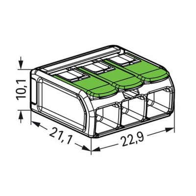 Wago - 30 bornes 221 Green Range 3x6mm² à leviers souples & rigides - Réf : 221-623(30)