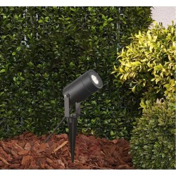 Miidex Lighting - Lot de 10 Projecteurs Piquet Slim dont 1 GRATUIT (sans ampoule) 230V GU10 Noir IP65 - Réf : 70283(10)