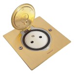 Legrand - Prise de sol simple 2P+T Standard 16A 250V avec platine carrée - Doré brossé - Réf : 089710-p