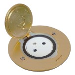 Legrand - Prise de sol simple 2P+T Standard 16A 250V avec platine ronde - Doré brossé - Réf : 089711-p