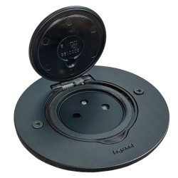 Legrand - Prise de sol simple 2P+T Standard 16A 250V avec platine ronde - Brun brossé - Réf : 089751-p