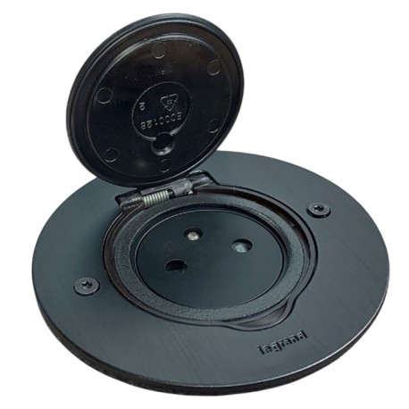 Legrand - Prise de sol simple 2P+T Standard 16A 250V avec platine ronde - Brun brossé - Réf : 089751-p