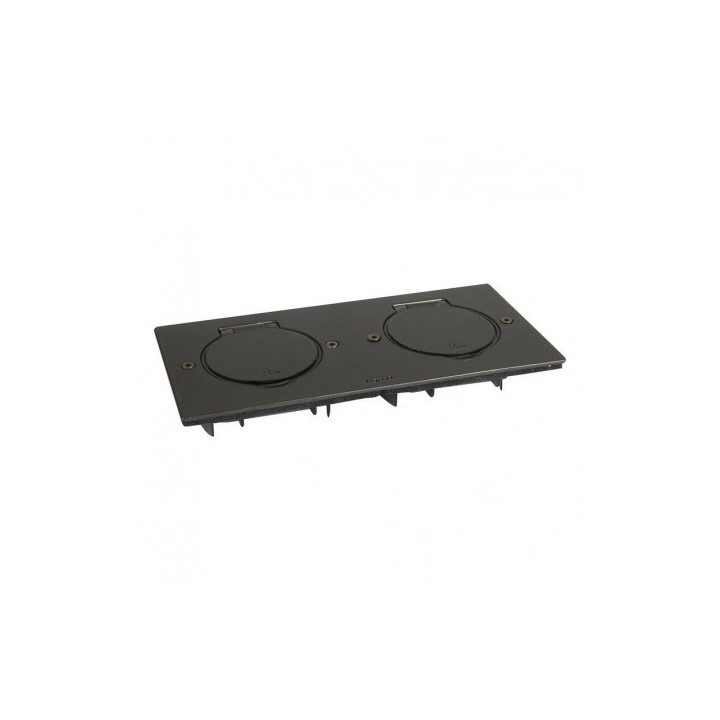 Legrand - Prise de sol double 2P+T Standard 16A 250V avec platine rectangulaire - Brun brossé - Réf : 089752-p