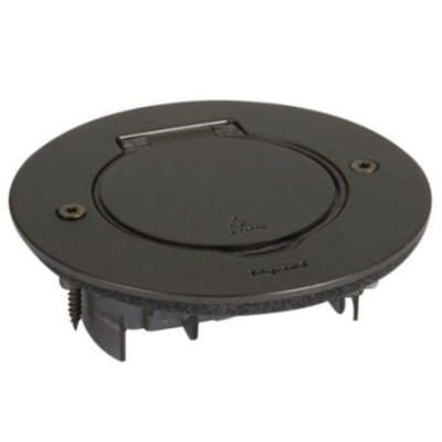Legrand - Prise de sol simple 2P+T Standard 16A 250V avec platine ronde - Brun brossé - Réf : 089751-p