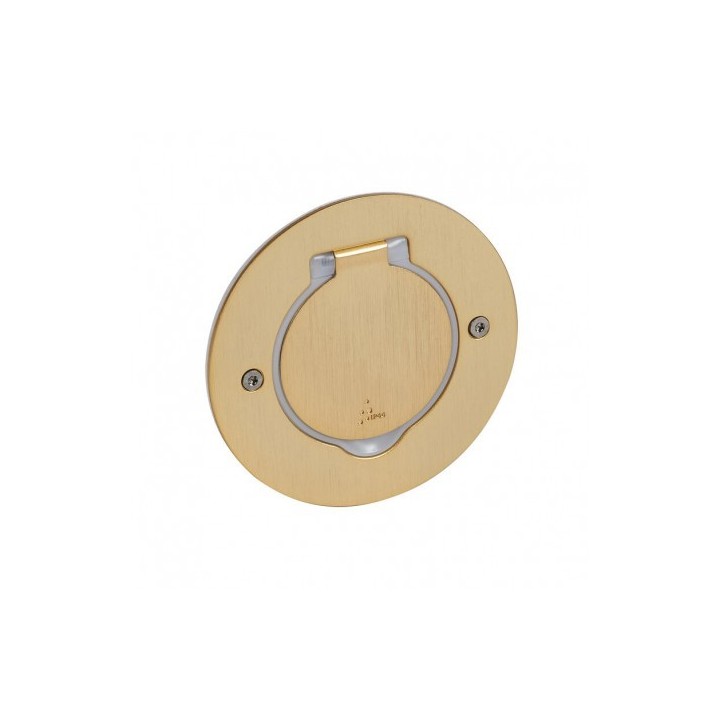 Legrand - Prise de sol simple 2P+T Standard 16A 250V avec platine ronde - Doré brossé - Réf : 089711-p