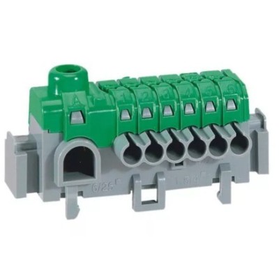 Legrand - Bornier de répartition IP 2X - à connexion automatique universel - vert - L 63 mm - Réf : 005050