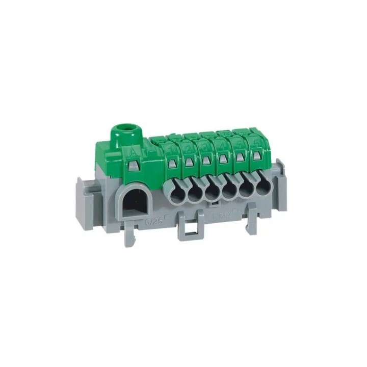 Legrand - Bornier de répartition IP 2X - à connexion automatique universel - vert - L 63 mm - Réf : 005050