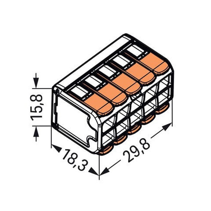 Wago - 15 Bornes de raccordement avec levier - Pour tous types de conducteurs - max. 4 mm² - 10 conducteurs - Réf : 221-420(15)