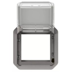 Legrand - Adaptateur étanche Plexo IP55 pour fonction Mosaic - finition gris à volet transparent - Réf : 069580L