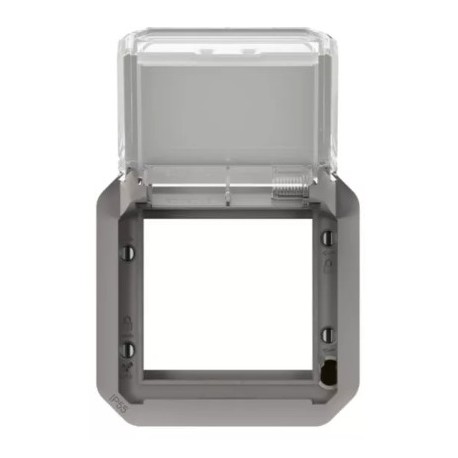 Legrand - Adaptateur étanche Plexo IP55 pour fonction Mosaic - finition gris à volet transparent - Réf : 069580L