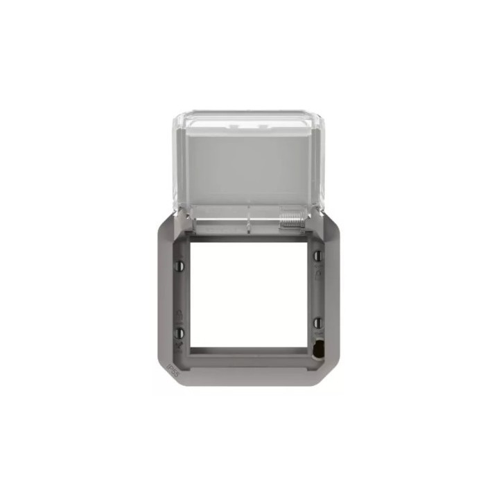Legrand - Adaptateur étanche Plexo IP55 pour fonction Mosaic - finition gris à volet transparent - Réf : 069580L