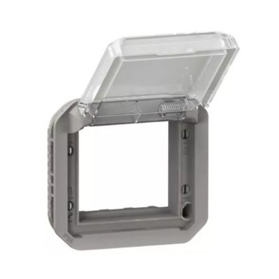 Legrand - Adaptateur étanche Plexo IP55 pour fonction Mosaic - finition gris à volet transparent - Réf : 069580L
