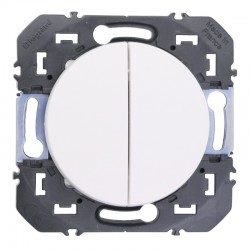 Legrand - Double interrupteur ou va-et-vient dooxie 10AX 250V~ finition blanc - Réf : 600002