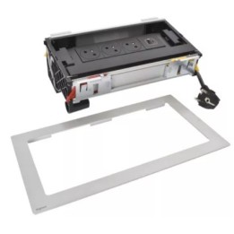 Legrand Incara - Flip-up équipé de 1 prise 2P+T et 1 chargeur USB Type-A+ C 15W avec cordon - 8 modules métal - Réf : 654850