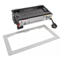 Legrand Incara - Flip-up équipé de 1 prise 2P+T et 1 chargeur USB Type-A+ C 15W avec cordon - 8 modules métal - Réf : 654850