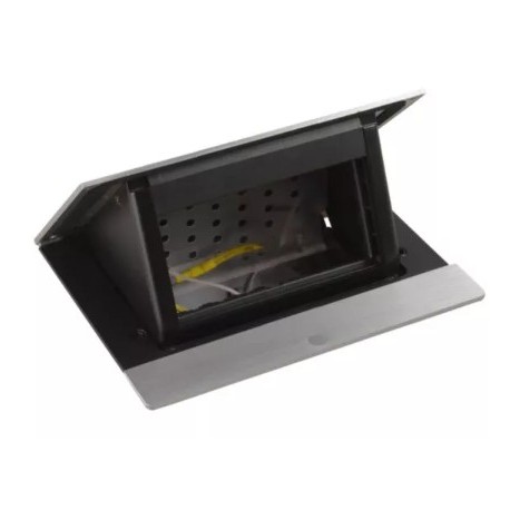 Legrand Incara - Pop-up à encastrer dans mobilier et à équiper de 4 modules avec couvercle finition Alu brossé - Réf : 654800