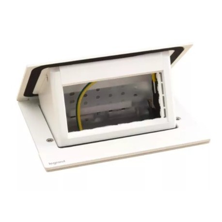 Legrand Incara - Pop-up à encastrer dans mobilier et à équiper de 4 modules avec couvercle finition Blanc - Réf : 654801