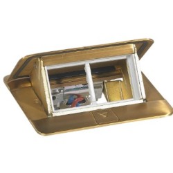 Legrand Incara - Pop-up à encastrer dans mobilier et à équiper de 4 modules avec couvercle finition Laiton brossé - Réf : 054016