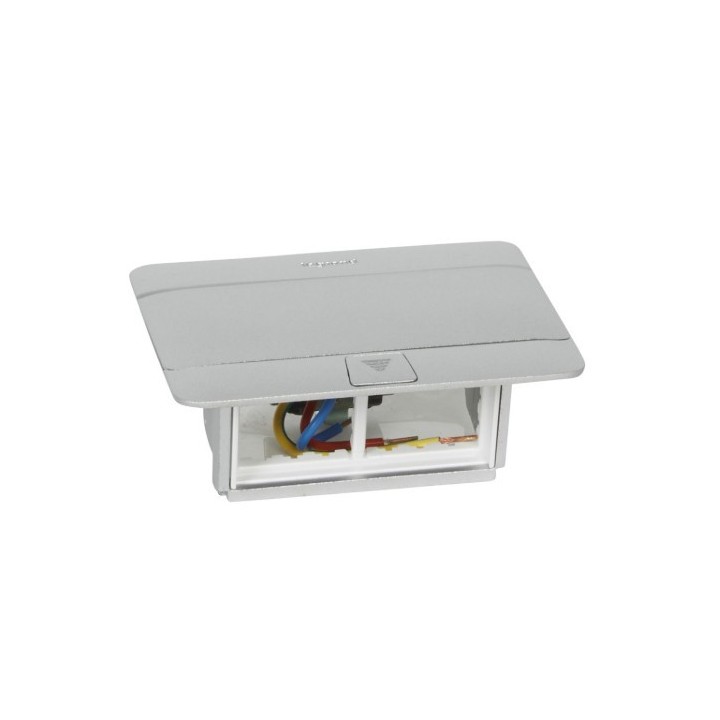 Legrand Incara - Pop-up à encastrer dans le sol et à équiper de 4 modules avec couvercle finition Alu mat - Réf : 054011