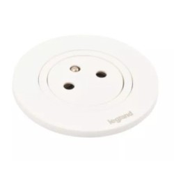 Legrand Incara - Disq 60 équipée d'1 prise 2P+T Surface avec cordon de 2m équipé d'une fiche 2P+T - blanc Ø60mm - Réf : 654720