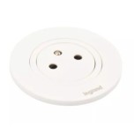 Legrand Incara - Disq 60 équipée d'1 prise 2P+T Surface avec cordon de 2m équipé d'une fiche 2P+T - blanc Ø60mm - Réf : 654720