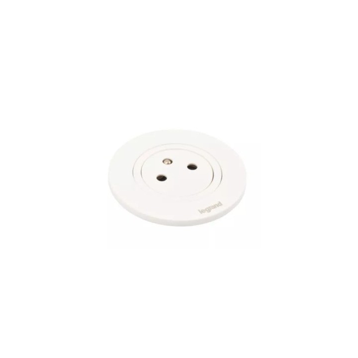 Legrand Incara - Disq 60 équipée d'1 prise 2P+T Surface avec cordon de 2m équipé d'une fiche 2P+T - blanc Ø60mm - Réf : 654720
