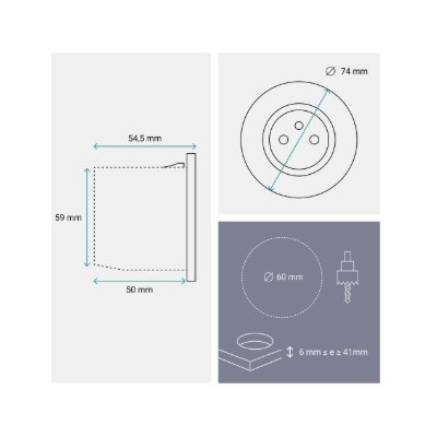 Legrand Incara - Disq 60 équipée d'1 prise 2P+T Surface avec cordon de 2m équipé d'une fiche 2P+T - Noir Ø60mm - Réf : 654721