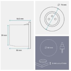 Legrand Incara - Disq 60 équipée d'1 prise 2P+T Surface avec cordon de 2m équipé d'une fiche 2P+T - Métal Ø60mm - Réf : 654722