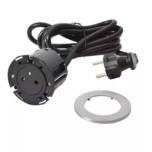 Legrand Incara - Disq 60 équipée d'1 prise 2P+T Surface avec cordon de 2m équipé d'une fiche 2P+T - Métal Ø60mm - Réf : 654722