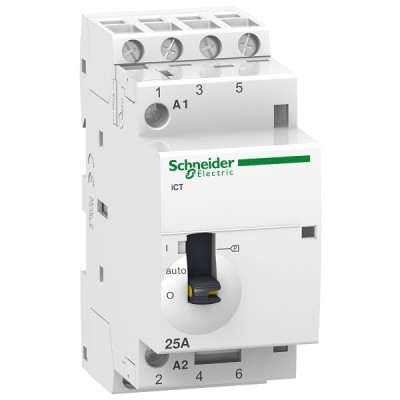 Schneider - Acti9 - Contacteur iCT à commande manu - 25A - 4NO - 230/240V - 50Hz - Réf : A9C21834