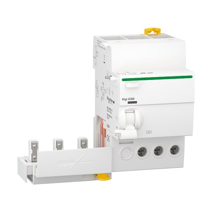 Schneider - Acti9 - iC60 - Bloc différentiel Vigi - 3P - 25A - 300mA - type AC - 230-240/400-415V - Réf : A9Q14325