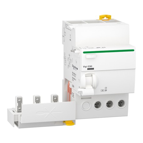 Schneider - Acti9 - iC60 - Bloc différentiel Vigi - 3P - 25A - 30mA - type A Si - 230-240/400-415V - Réf : A9Q31325