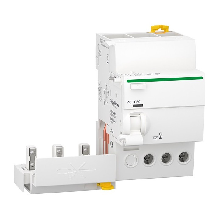 Schneider - Acti9 - iC60 - Bloc différentiel Vigi - 3P - 25A - 30mA - type A Si - 230-240/400-415V - Réf : A9Q31325
