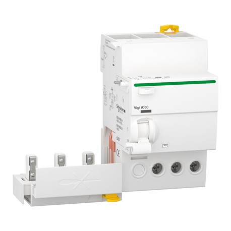 Schneider - Acti9 - iC60 - Bloc différentiel Vigi - 3P - 25A - 30mA - type AC - 230-240/400-415V - Réf : A9Q11325