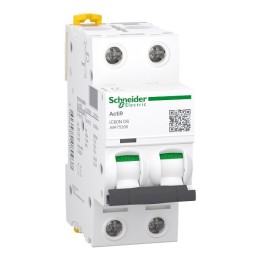 Schneider - Acti9 - iC60N - Disjoncteur - 2P - 6A - 6kA - courbe D - Réf : A9F75206