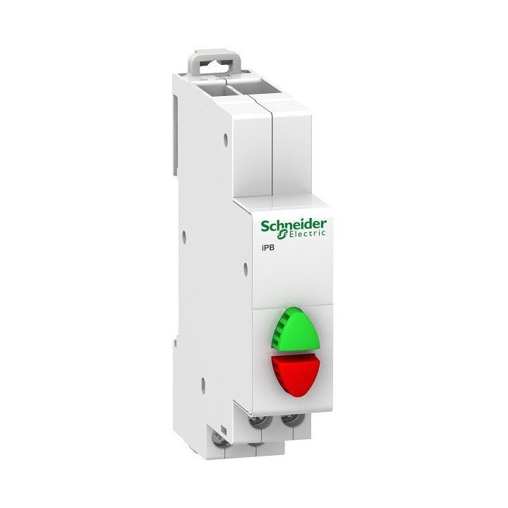Schneider - Acti9 - iPB - Poussoir double - 1NO vert + 1NF rouge - 20A - 230V - Réf : SCHA9E18034