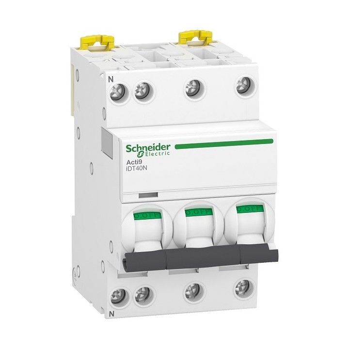 Schneider - Acti9 IDT40N - disjoncteur modulaire - 3p+n D 6A 6000A/10KA - Réf : A9P34706
