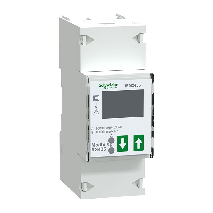 Schneider - Acti9 iEM - compteur d'énergie mono - 100A - afficheur Modbus - A9MEM2455