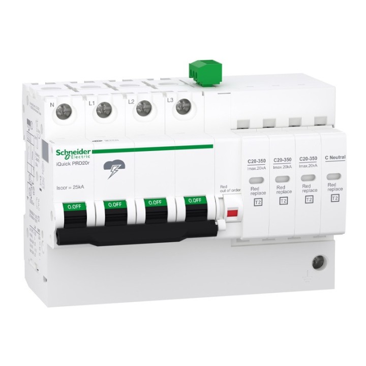 Schneider - Acti9 - iQuick PRD20r parafoudre 3P+N avec report signalisation - 20KA - A9L16297
