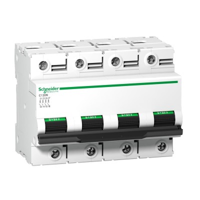 Schneider - Disjoncteur C120N 4P 125A - courbe D - 10 kA - Réf : A9N18393