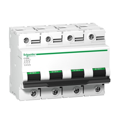 Schneider - Disjoncteur C120N - 4P - 63A - courbe D 10 kA - Réf : A9N18390